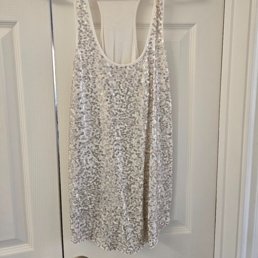 EXPRESS Silver Sequins Tank Top